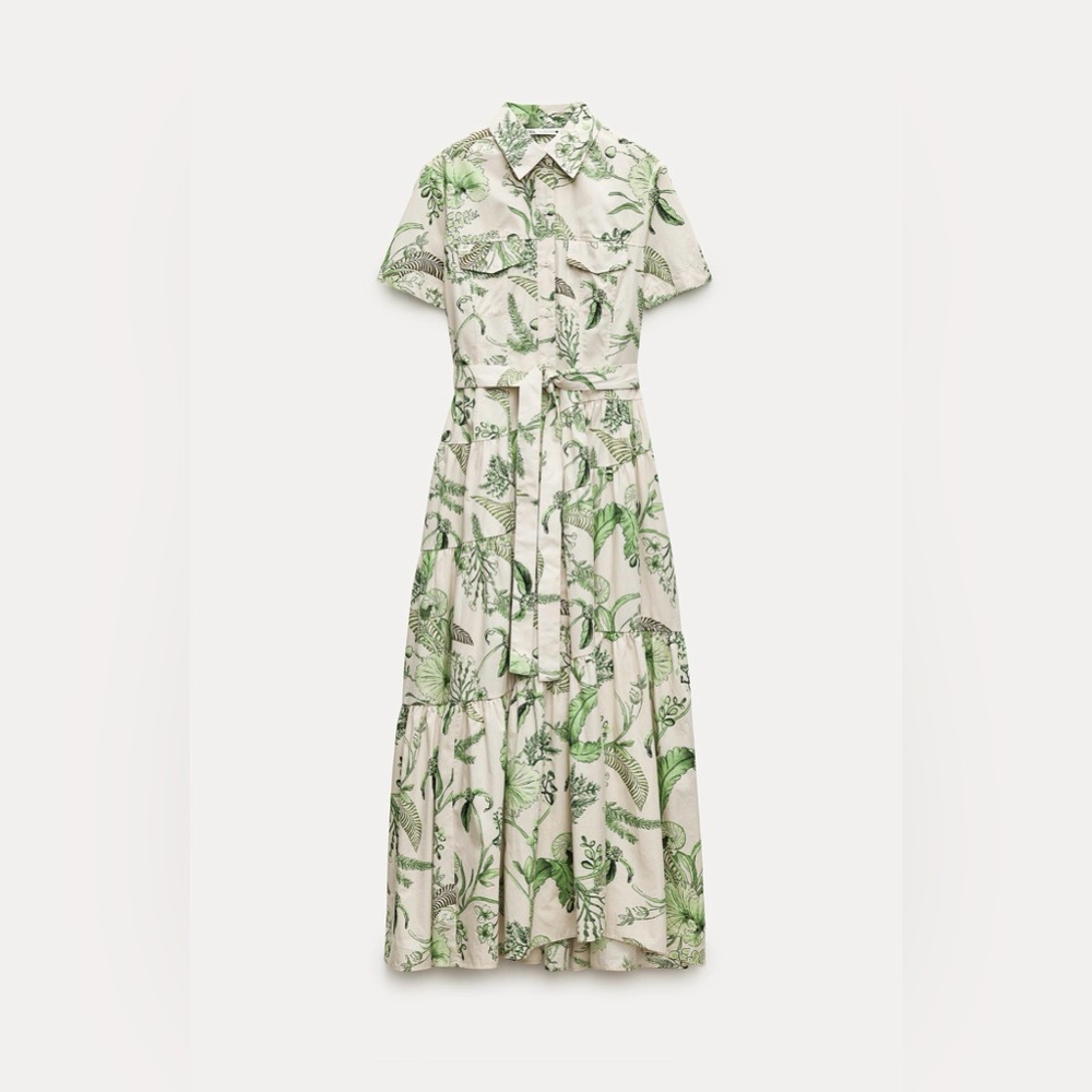BNWT Zara ZW Collection Printed  Shirt Dress